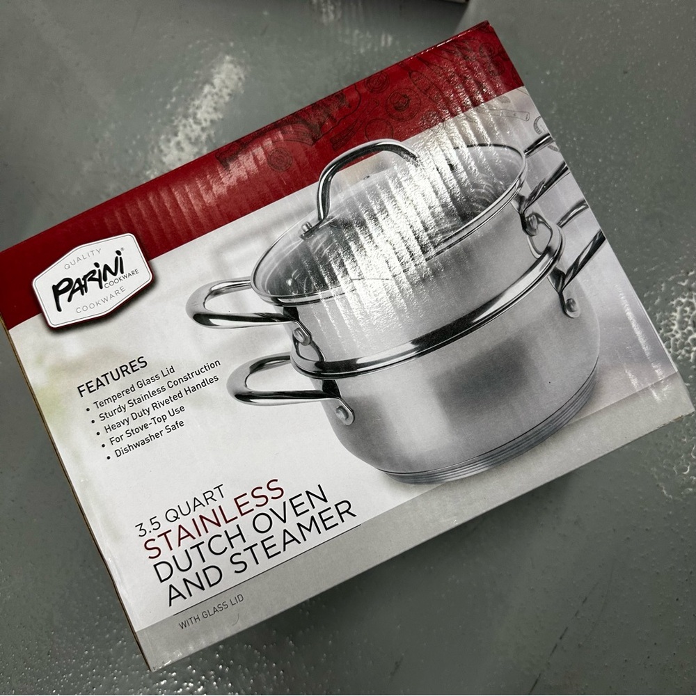 PARINI 3.5 Quart Stainless Dutch Oven and Steamer